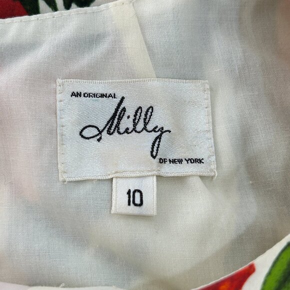 MILLY $398 Floral Jacquard Lined Sleeveless Mini Shift Dress Size 10 - Picture 6 of 6